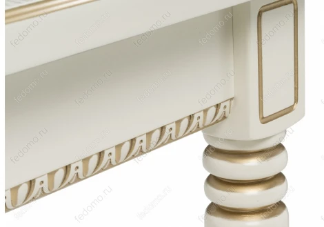 Деревянный стол Woodville Леджер слоновая кость / патина золото 438346