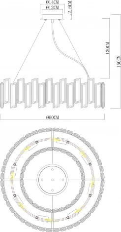 Подвесная люстра Romilda 3512/02 LM-8 Divinare (220V, хрусталь, на тросе, круглые)