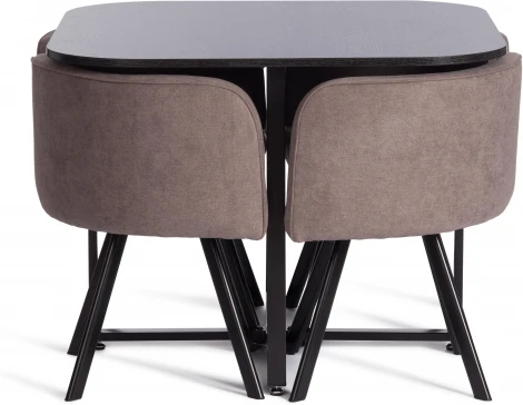 Комплект (стол, 4 стула) QUADRON (mod. PT14) Tetchair (МДФ,Металл,Шенилл/Черный) арт. 21302