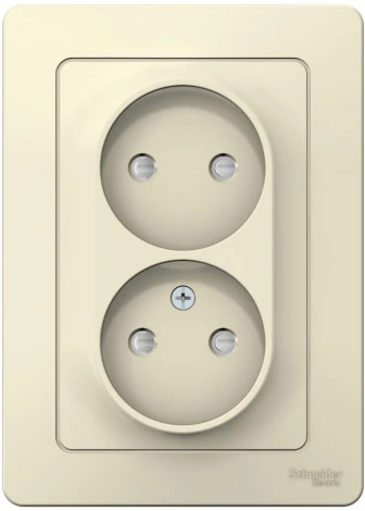 Розетка встраиваемая двойная без заземления со шторками (молочный) Systeme Electric Blanca BLNRS000122