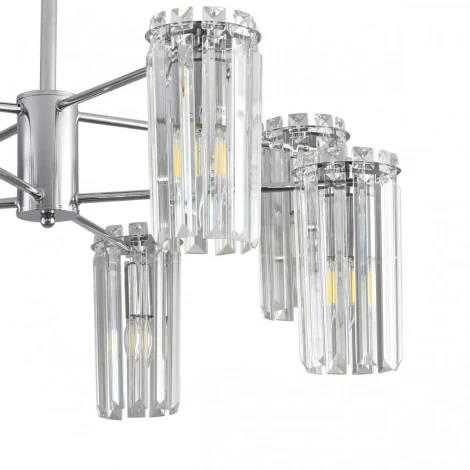 Потолочная люстра на штанге с хрустальными подвесками Lumion Favla 8348/8C хром/прозрачный, металл/хрусталь E14 8*40W 220V