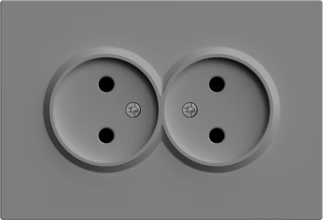 Розетка двойная без заземления со шторками (серый) Stekker Эмили 49955
