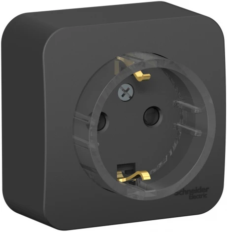 Розетка накладная с заземлением и шторками (антрацит) Systeme Electric Blanca BLNRA111116