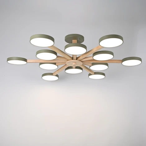 Потолочная люстра Wi-Fi на штанге Turna L12 Khaki By ImperiumLoft Turna-B01 (LED, 220V, голосовое управление, умный дом - Алиса)