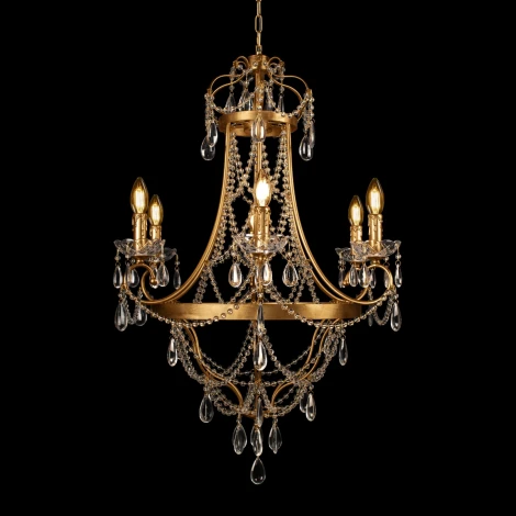 Подвесная люстра со стеклянными подвесками в форме подсвечника Loft It Foil 10430/6 (220V, на цепи, подсвечник, свеча)