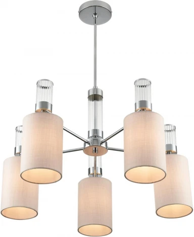Потолочная люстра на штанге Lumion Arnika 6585/5 хром/бежевый, металл/текстиль, стекло E14 5*40W 220V