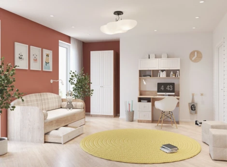 Шкафы Woodville Майя М-02 дуб баррик светлый / крем брюле