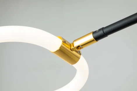 Люстра потолочная светодиодная на штанге Cassiopeia 10247/8 LED LED*63W Black/Gold (регулировка яркости, 220V, пульт управления, кольцо)