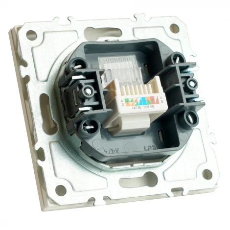 Розетка Ethernet RJ-45 (белый фарфор, soft touch) Stekker Эмили 49873