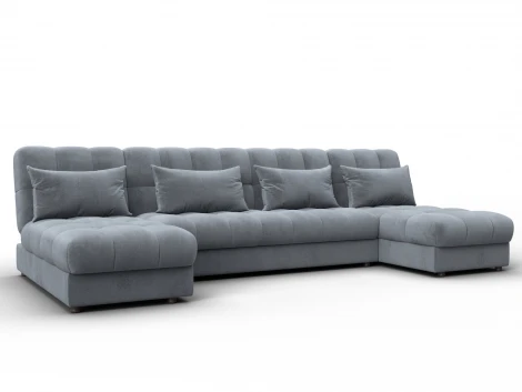 Диван П-образный Лига-116 НПБ (ДСП,ЛДСП,Велюр/Серый) Лига Диванов 137312