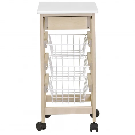 Тумба с ящиком и корзинами белый/лак Mebelik 008477