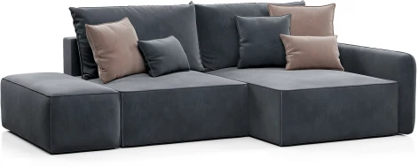 ПОРТЛЕНД Диван угловой с банкеткой серый D1 furniture арт.AAA41671004