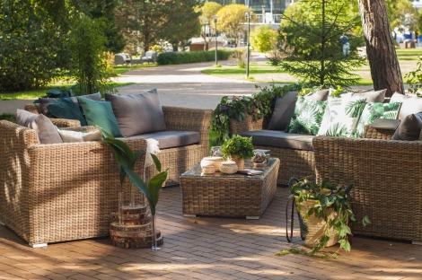 Лаунж-зона из искусственного ротанга, цвет соломенный 4SIS Капучино Дабл KDS3S2CT-5-SET