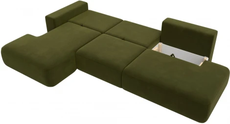 Диван угловой Лига-036 НПБ Модерн Лонг левый угол (Зеленый/Микровельвет) Лига Диванов арт.121419L