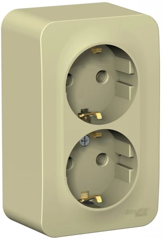 Розетка накладная двойная с заземлением и шторками (бежевый) Systeme Electric Blanca BLNRA011217