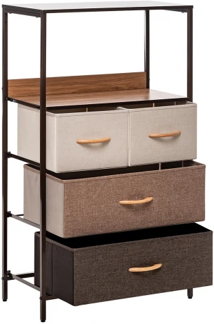 Комод Локи 4 ящ., Каркас Коричневый, Бежевый/Светло-коричневый/Темно-коричневый 2500000183492 Leset