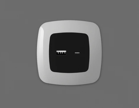 Лицевая панель Ambrella Volt OMEGA (Черный матовый) для розетки 2USB тип A+C QUANT OP8110