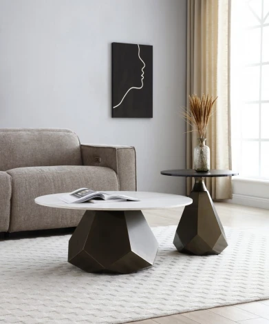 Стол журнальный CT9509CI (D90) белая керамика ESF 5875