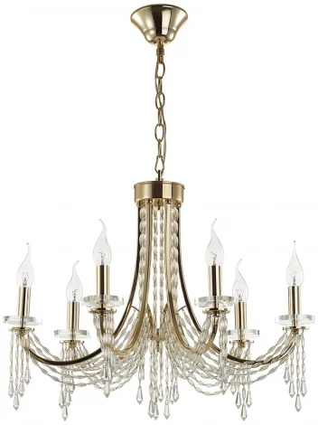 Подвесная люстра Odeon Light Capel 5063/6 ODL24 537 золото/прозрачный/металл/хрусталь E14 6*40W (220V, подвески, на цепи, подсвечник, свеча)