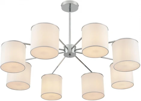 Потолочная люстра на штанге Lumion Suntori 6591/8 хром/белый, металл/текстиль E14 8*40W 220V