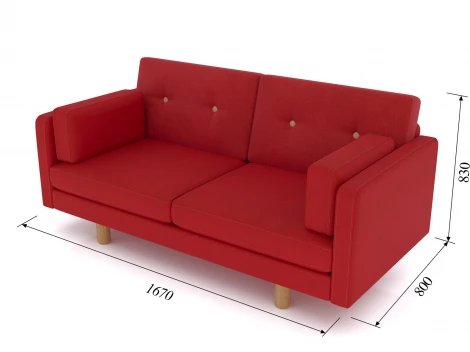 Диван Arsko Ингвар М красный велюр