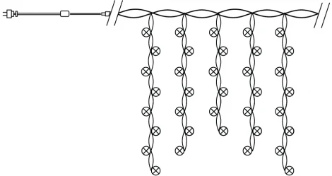 Светодиодная гирлянда Feron 41632 CL22 бахрома, статичная, 4,5м*0,8м + 3м желтый c питанием от сети