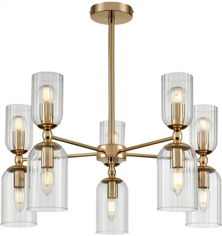 Потолочная люстра на штанге Lumion Kassia 6586/10 золото/прозрачный, металл/стекло E14 10*40W 220V