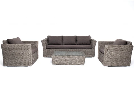 Лаунж-зона из искусственного ротанга (гиацинт), цвет серый 4SIS Капучино KS3C2T-4-SET-TW graphite