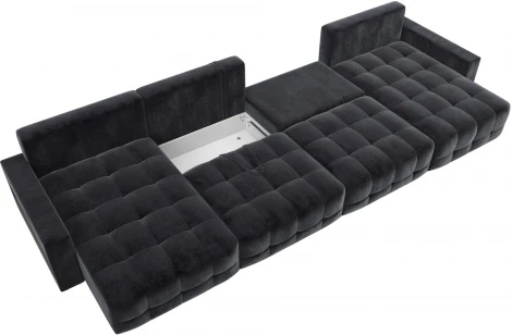 Диван п-образный с полками Лига-053 НПБ Лонг Лига Диванов (Велюр) арт.128995