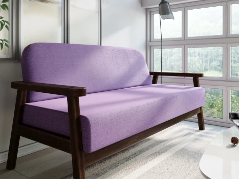 Диван Arsko прямой Флори М орех рогожка фиолетовая
