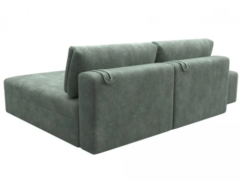 Диван угловой модульный с пуфом Лига-060 НПБ угол универсальный (ЛДСП,Брус,Фанера/Пластик/Велюр/Зеленый) Лига Диванов 129695