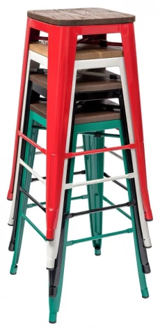 Барный стул Tolix Wood Белый матовый