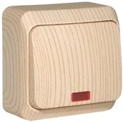 Выключатель накладной одноклавишный с подсветкой (сосна) Systeme Electric BA10-005D