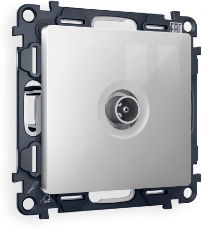 Комплект механизма Ambrella Volt TV розетки проходной ALFA MA413030 Серебро глянец 5-1000 MHz 4dB QUANT