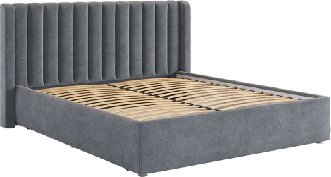 Кровать с основанием Ева 160х200 см Mebelson (ЛДСП,Ткань,Велюр/Графит) арт.ZO.KM1.6-23.2171