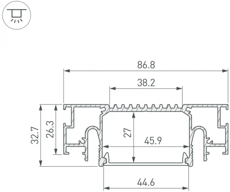 Профиль STRETCH-41-CEIL-CENTER-2000 WHITE (Arlight, Алюминий) 053527