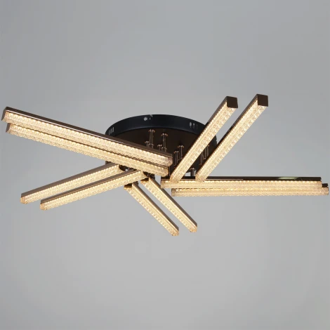 Потолочная люстра светодиодная на штанге с пультом с регулировкой цветовой температуры, яркости и ночным режимом Reluce 17090-0.3-10 BK+FG