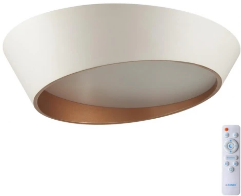 Потолочный светильник круглый Sonex Apex 7693/60L металл/акрил/белый/золотистый LED 60Вт 3000-6000K D500 IP20 пульт ДУ (220V, круглые)