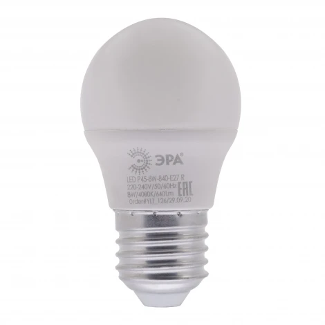 Лампочка светодиодная E27 8W ЭРА LED P45-8W-840-E27 R