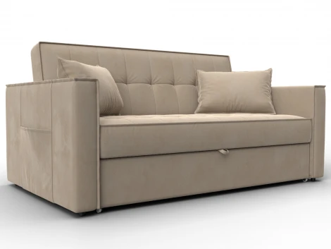 Диван прямой Лига-104 (140) (ЛДСП,Брус,Фанера,Велюр/Бежевый) Лига Диванов 134868