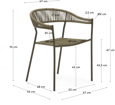 Стул уличный La Forma (ex Julia Grup) Futadera (Зеленый/ Сталь,Веревка)