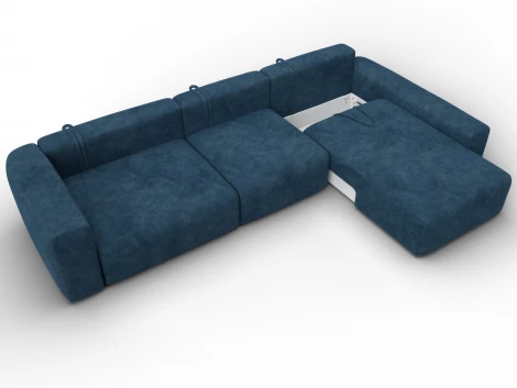 Диван угловой Лига-066 НПБ Лонг угол правый (ЛДСП,Фанера,Брус,Велюр/Синий) Лига Диванов 131219