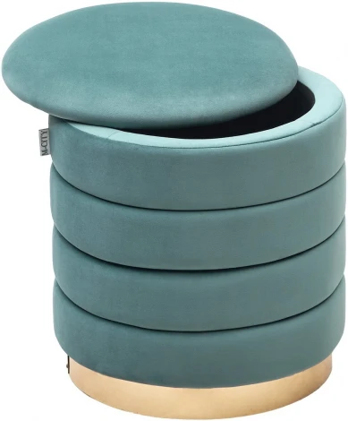 Пуф для гостиной M-City ФРЕД бирюзовый BM-88, велюр / золотой каркас