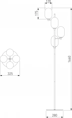 Торшер с выключателем Eurosvet Loona 01161/4 латунь (220V)