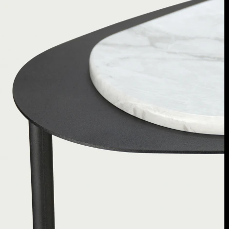 Стол журнальный МеталлАрт М036 белый мрамор/черный Mebelik 009501