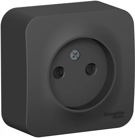 Розетка накладная без заземления со шторками (антрацит) Systeme Electric Blanca BLNRA001116