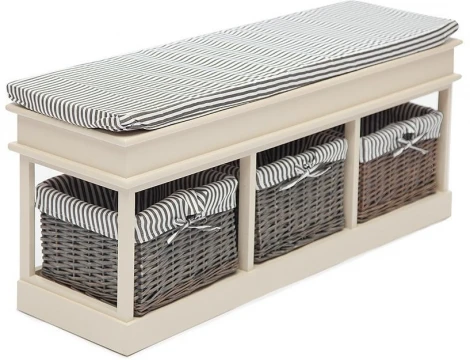 Обувница с 3-я корзинами и ящиком Secret De Maison SEIGE ( mod. SH-82301 ) butter white (слоновая кость) (дерево павловния, мдф)