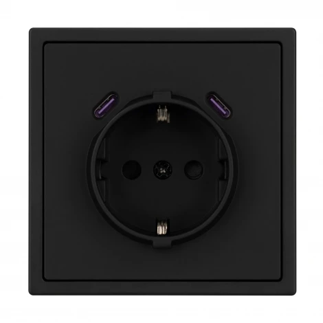 Розетка ARL NOBE зк со шторками с USB тип C+С софт-тач черный оникс SCT-MUCC-SFPL-BK (250V, 16A) (Arlight,) 061813(1)