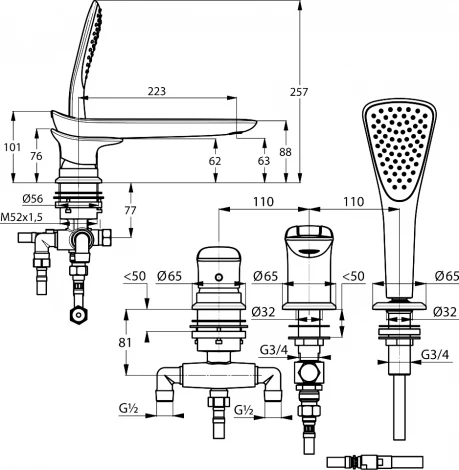 Смеситель Kludi Ambienta 534470575 на борт ванны