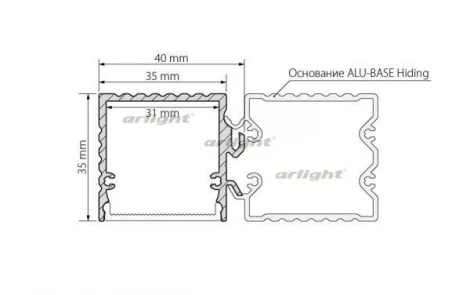Профиль с экраном ALU-BASE-PW35S-2000 ANOD+FROST AG (Металл) 021947 Arlight